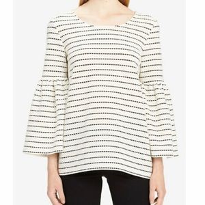 CALVIN KLEIN Ivory Black Bell Sleeved Blouse Top S